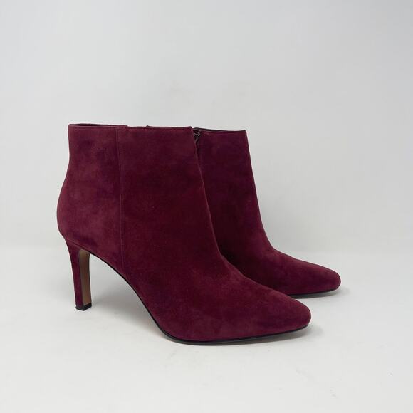 Banana‎ Republic Ankle Boot Womens 9 Burgundy Suede Leather 3” Heel Pointed Toe - Picture 1 of 9